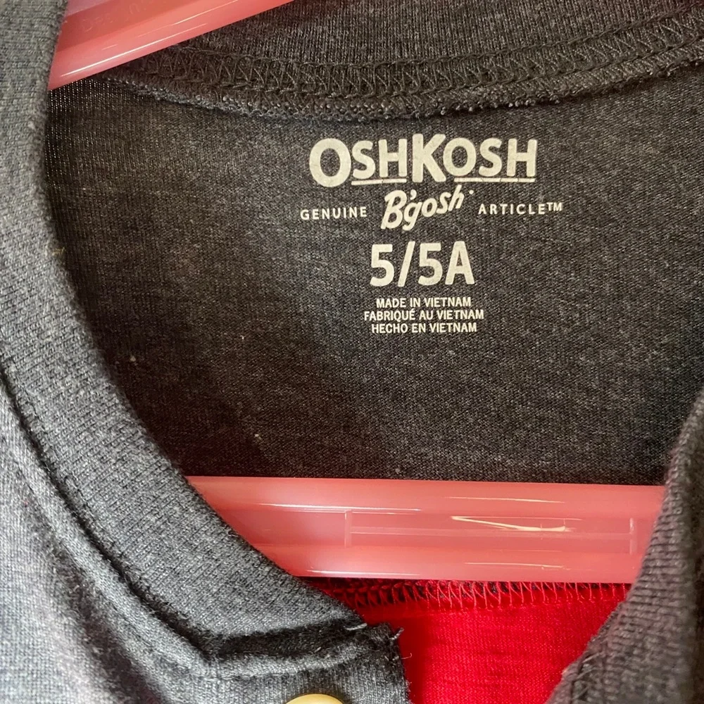 Osh Kosh B'Gosh Red and Charcoal Gray Long Sleeve Shirt
